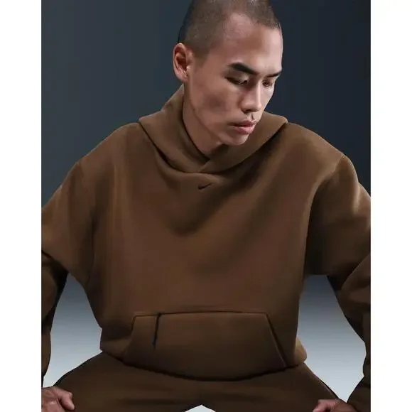 Nike Tech Fleece Hoodie Mens Mosswood Brown Kangaroo Pocket Pullover JAX1059